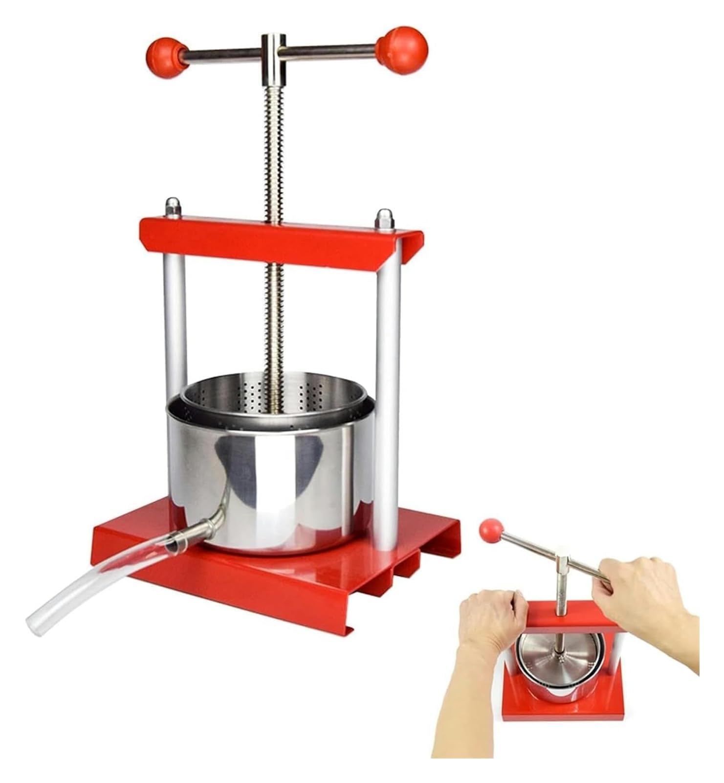 DXYOYONGMZ Fruit Wine Manual Press, Fruit Press, Stainless Steel Manual Juice Separator, Manual Wine Press with Extension Tube for Honey, Juice, Grape(3l)