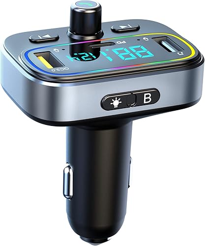 Adaptador Bluetooth para coche, Blutu para Carros, Blooth Tooth Fm Transmisor Soporte Tipo-C PD + QC3.0 Cargador USB rápido, llamadas manos libres,