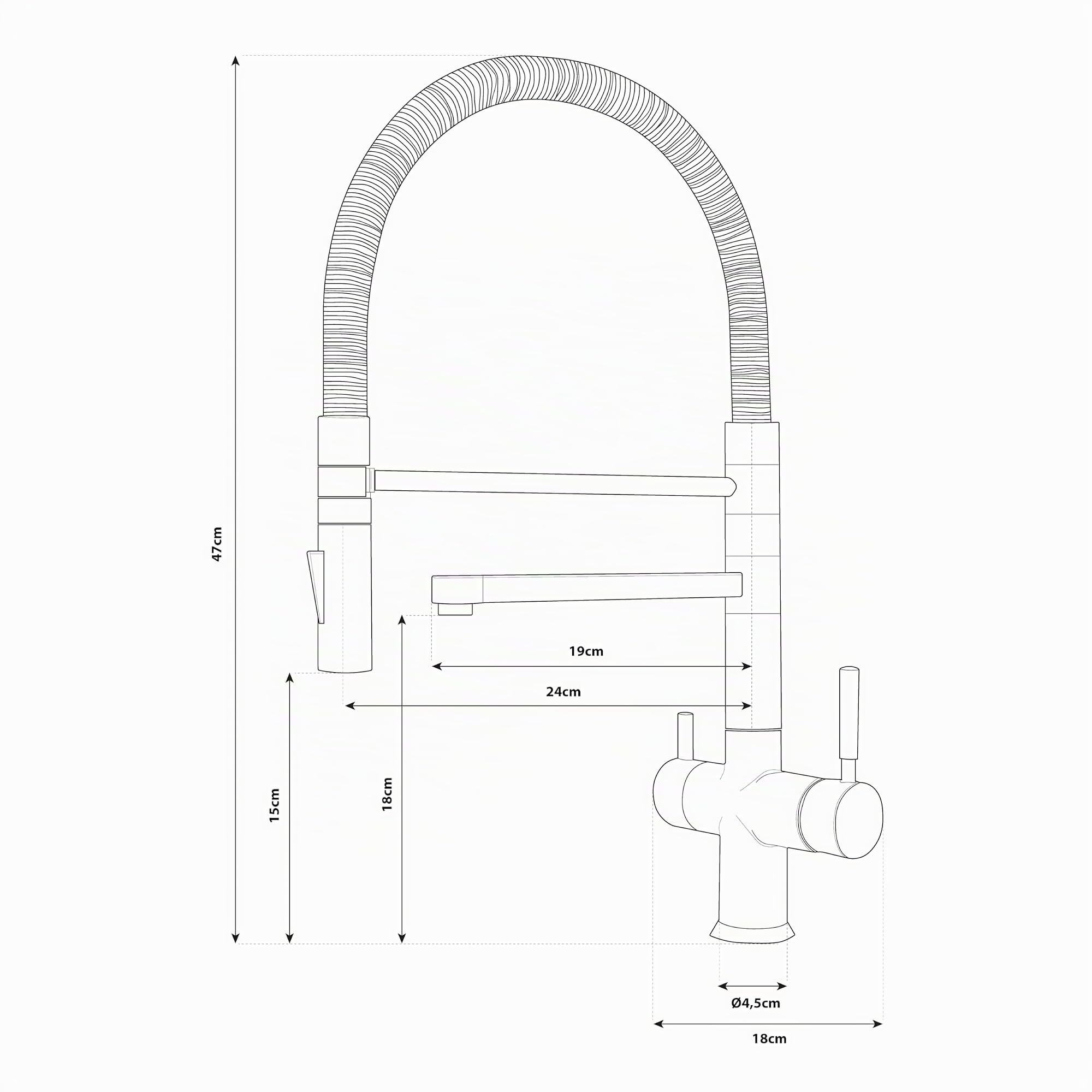 Rubinetto da cucina Shurity 362 con Doccetta a molla 3 vie 3/8” Acciaio Inox (Cromo)