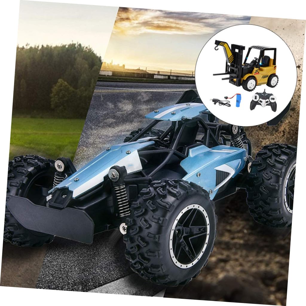Carrello Elevatore Giocattolo Telecomandato Nero in Plastica Movimenti Flessibili e Batteria Ricaricabile, Veicolo Multifunzione per Bambini e Giochi Educativi