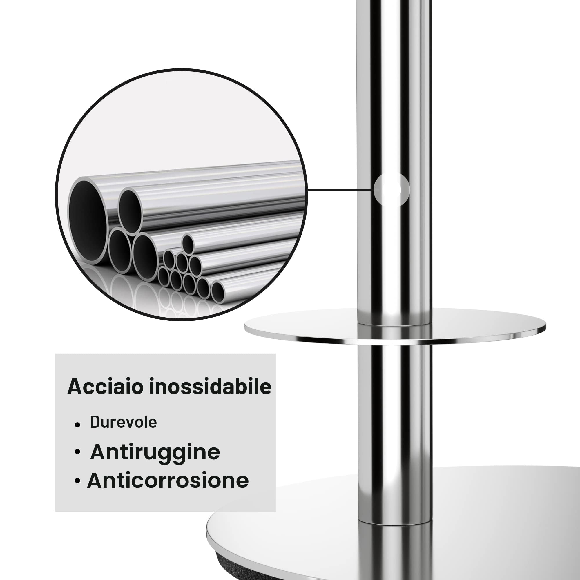 Porta carta igienica in acciaio inox e dispenser per 3 rotoli di carta, accessori da bagno