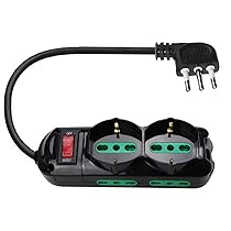 EXTRASTAR Presa con interruttore automatico di protezione 10 A,multipresa protetta,surge Arrest, 2 prese universali Sicury, 4 Biprese Sicury,Nero cavo 1,5