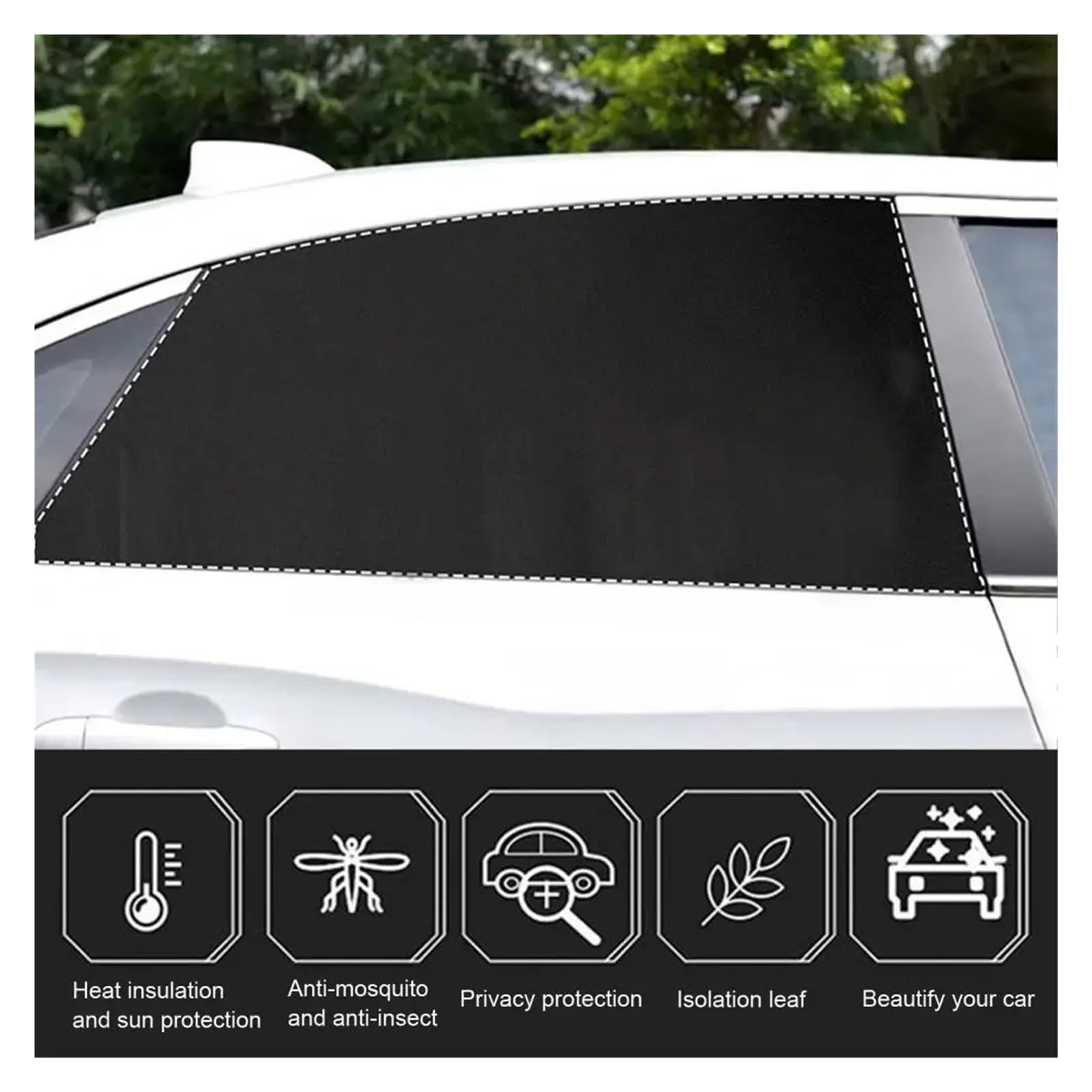 Rideau Voiture 1 Paire de Pare-Soleil Voiture ultimes, Couverture intégrale des vitres, Conception multifonctionnelle avec Fermeture éclair, latéral