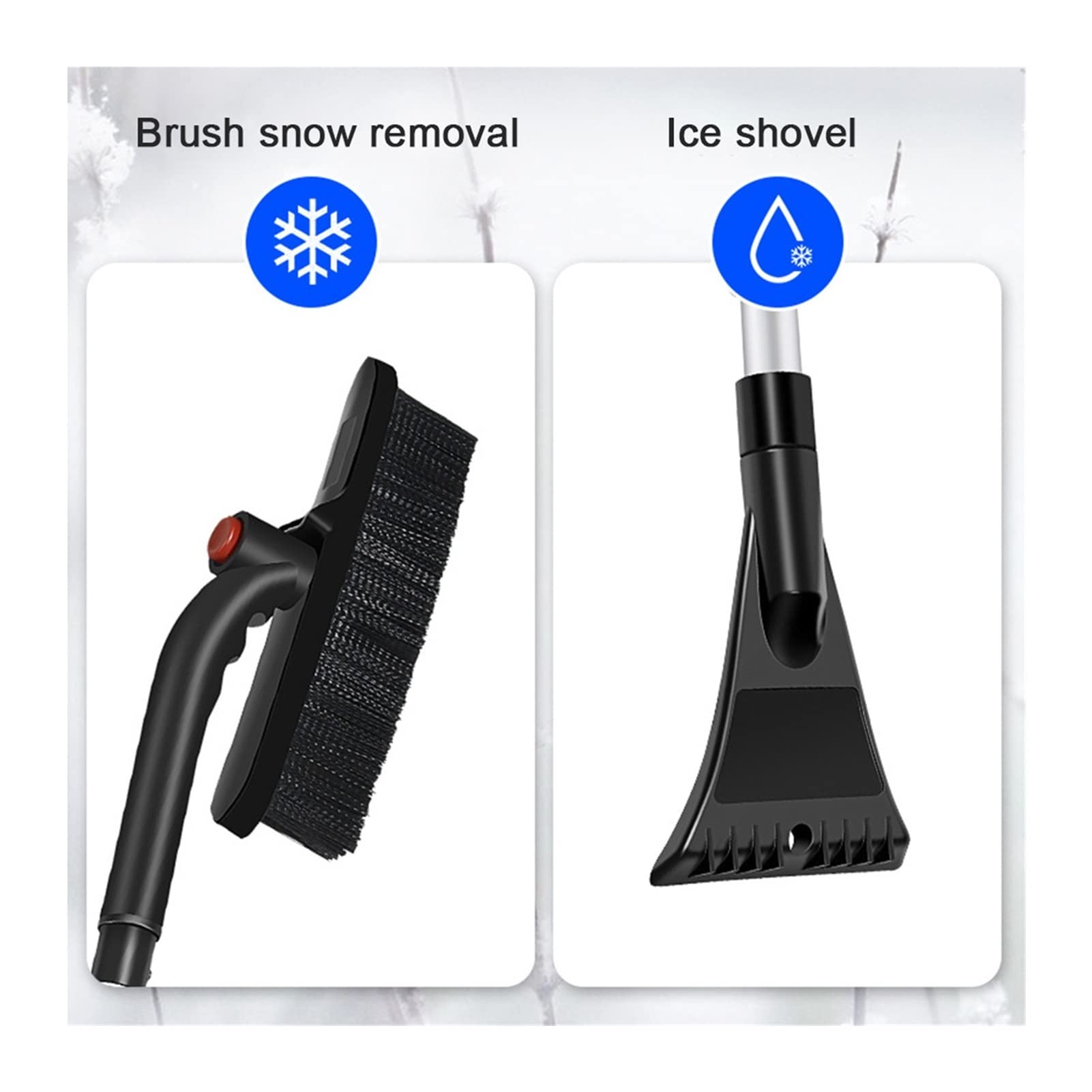 Blocs de Neige Pare-Brise de Voiture Brosse à Neige Poignée rétractable Pelle de déglaçage de véhicule Grattoir de Voiture Brosse Anti-poussière