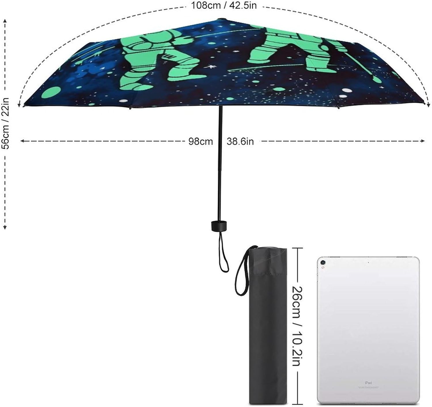 Windproof Travel Umbrella Glow In The Dark Folding Small Sun Umbrella Lightweight Small And Compact Suit for Pocket