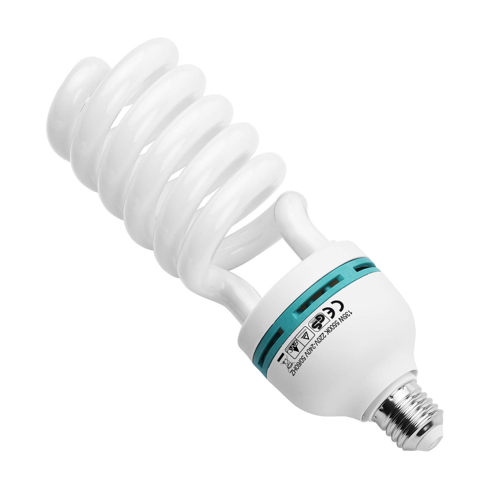 Andoer Bombilla fluorescente espiral de 135 W, 5500 K, luz diurna, casquillo E27, ahorro de energía, para estudio/vídeo/fotografía, 2 unidades