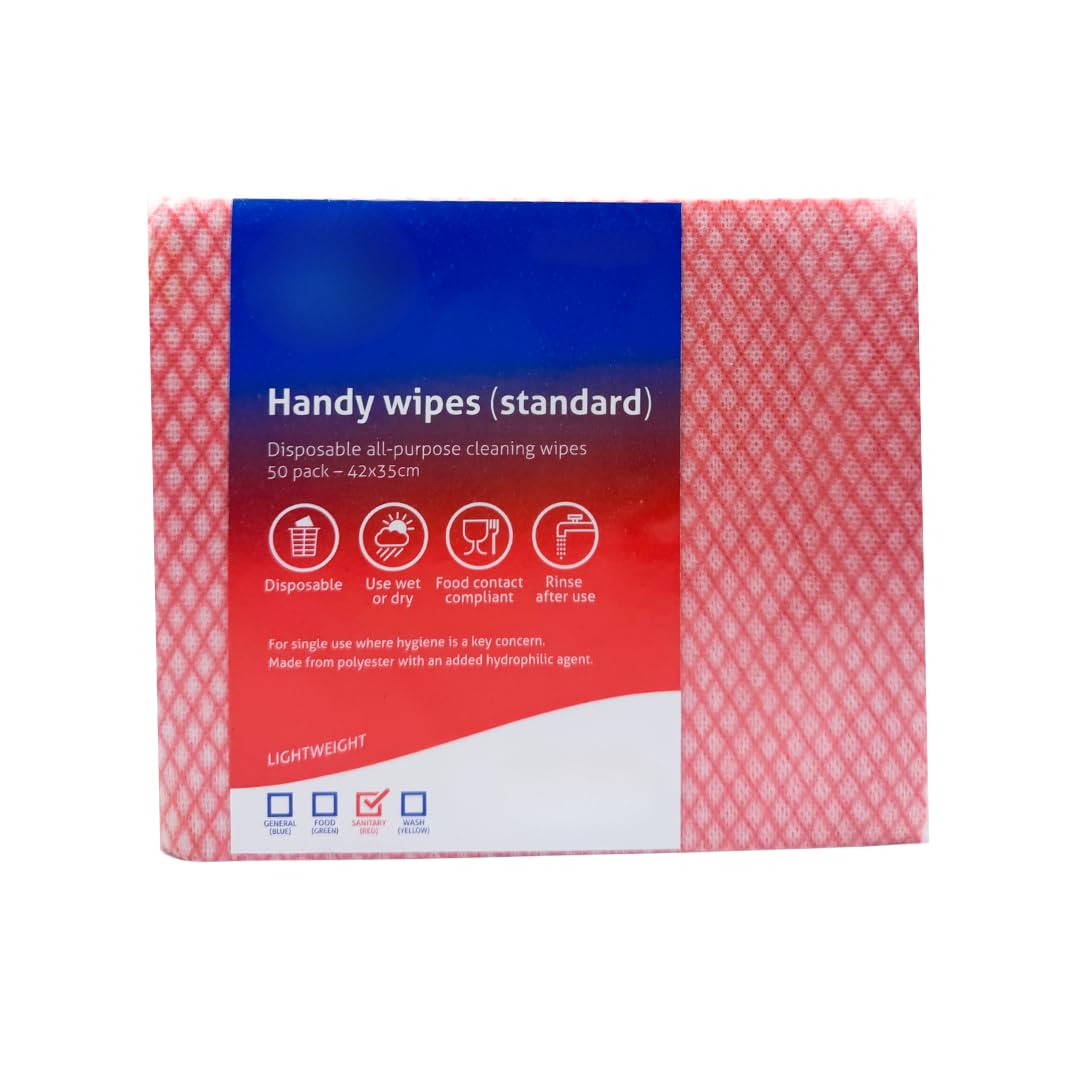 Avern Cleaning Supplies Red (50 Pack) Handy Wipes (Red (50 Pack))