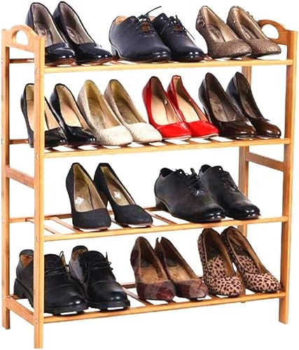 WEI WEI GLOBAL Zapatero de 4 niveles independiente, organizador de almacenamiento de bambú para zapatos, natural