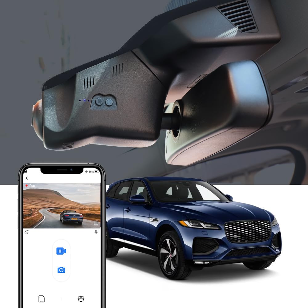 Fitcamx 4K Dash Cam Suitable for Jaguar F-Pace 2022-2025 (Model 6321) P250 P340 P400 R-Dynamic S SVR X761, OEM Look, UHD 2160P Video, WiFi & APP, Loop