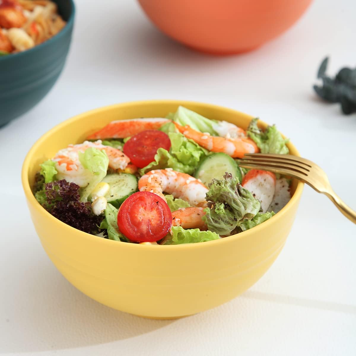 Kyraton Cereal Bowls 4 Pieces, Unbreakable And Reusable Light Weight Bowl For Rice Noodle Soup Snack Salad Fruit Dishwasher Safe, Microwave Safe BPA Free ( Mutil Color)