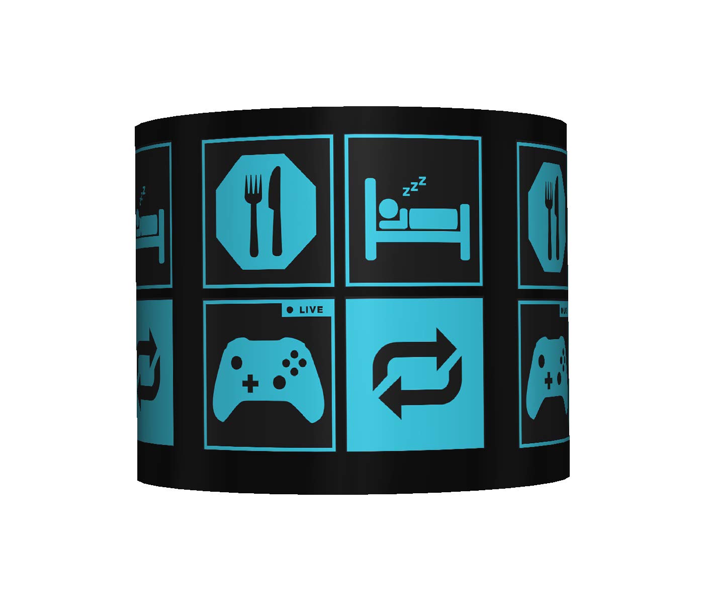 EAT Sleep Game Repeat - Blue Ceiling LAMPSHADE - 10" Drum - Boys Bedroom LAMP Shade