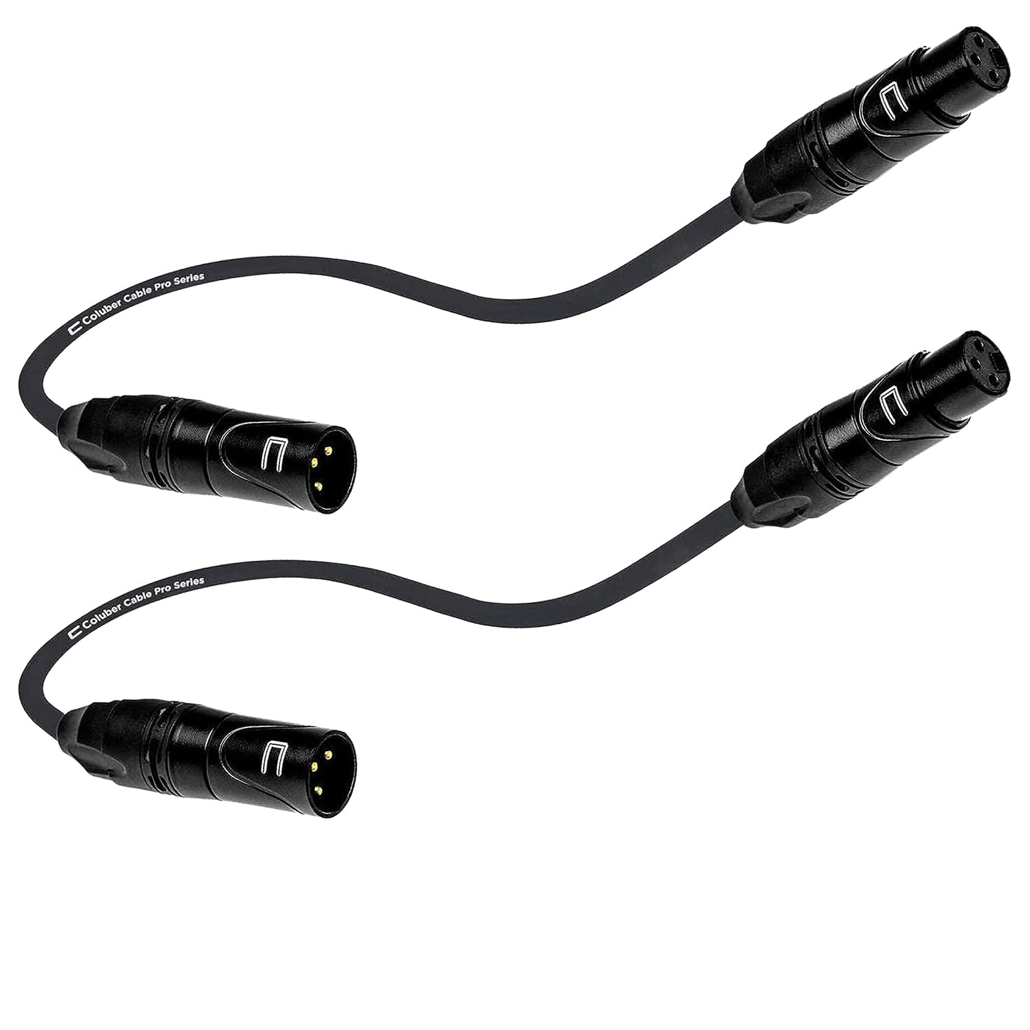 2 Pack XLR Cables Male to Female 0.5 Feet (6 inches) Black - Audio Cable for Studio Microphone or DSLR Camera