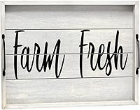 Vista 51 de Elegant Designs HG2000-WWC 15.50" x 12" Bandeja de madera decorativa para servir con asas, lavado blanco Bienvenido