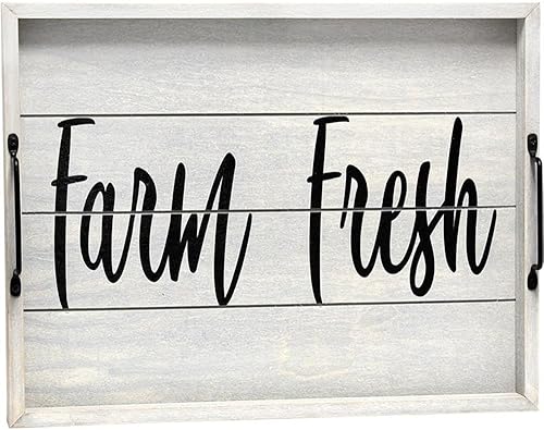 Miniatura 54 de Elegant Designs HG2000-AHH Margarita Drinks Lime Bar Kitchen Wetbar Bandeja Decorativa de Madera para Servir con Asas, 15.50" x 12", Aqua Wash Happy