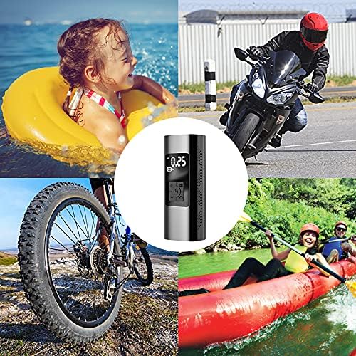 Surmounty Electric Bike Pump Mini Tyre Inflator 12V Auto Pump Air Tool 4 Modes Portable tire Air Pump 6000 mAh LCD Display for cars with SOS LED Light for Cars, Bikes, Motorcycles & Balls