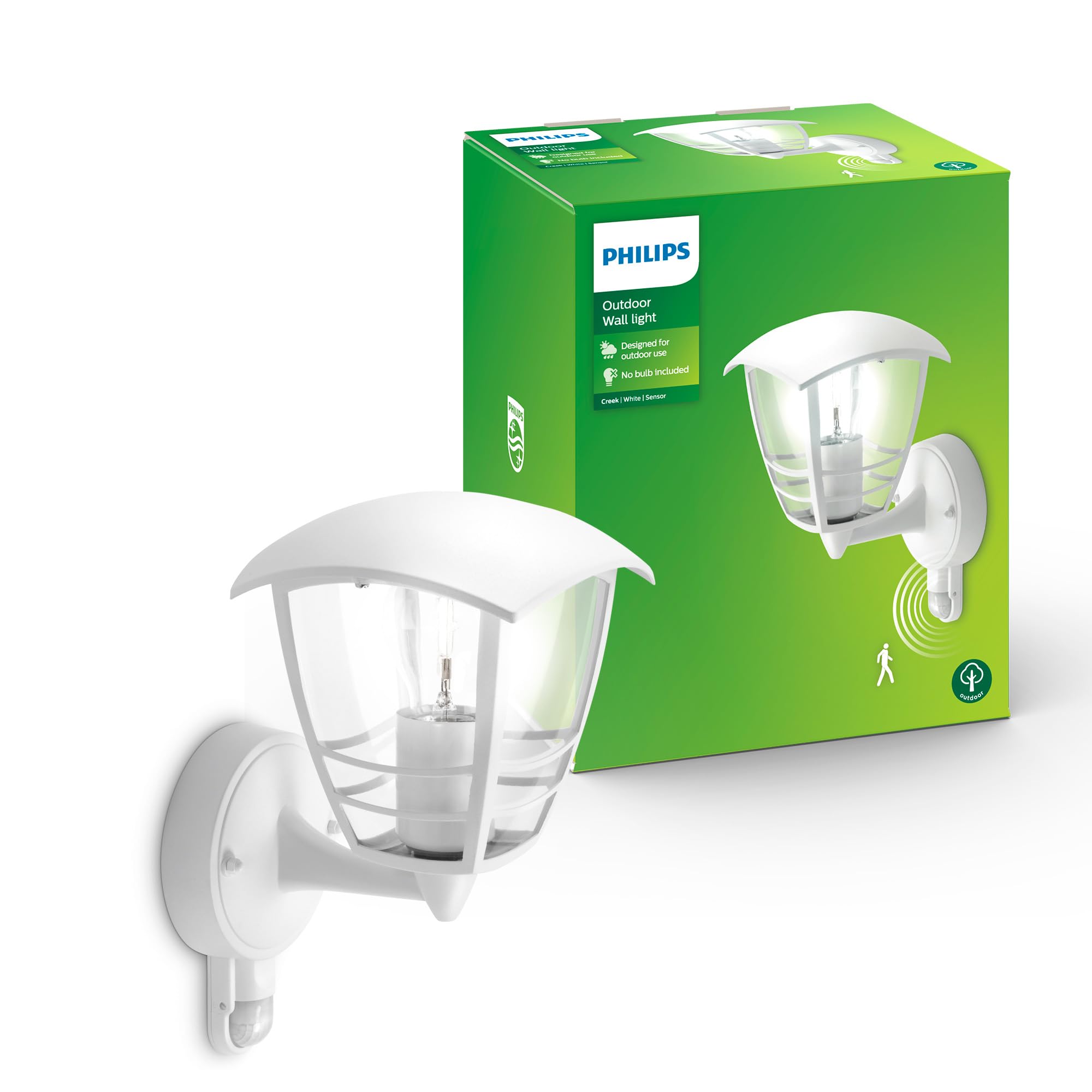 Philips LED Creek Lampada Da Parete Da Esterno con Sensore, Alluminio, Bianco, ‎6.89 x 7.87 x 11.22 cm