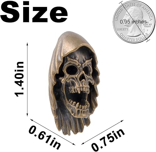 Miniatura 2 de Cuentas de cordón para cuchillo, cuentas de paracaídas, 550 cuentas de paracaídas, cuentas de calavera, dije de cobre fundido a mano, para