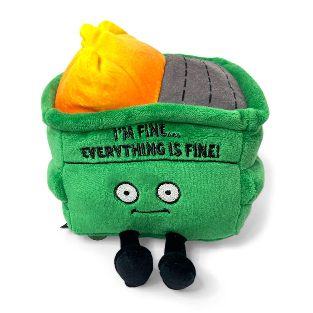 Punchkins Dumpster on Fire Plushie - I'm Fine, Everything is Fine! Dumpster Fire Plush, Emotional Support Plushie, Funny Plush Toy for Gifting
