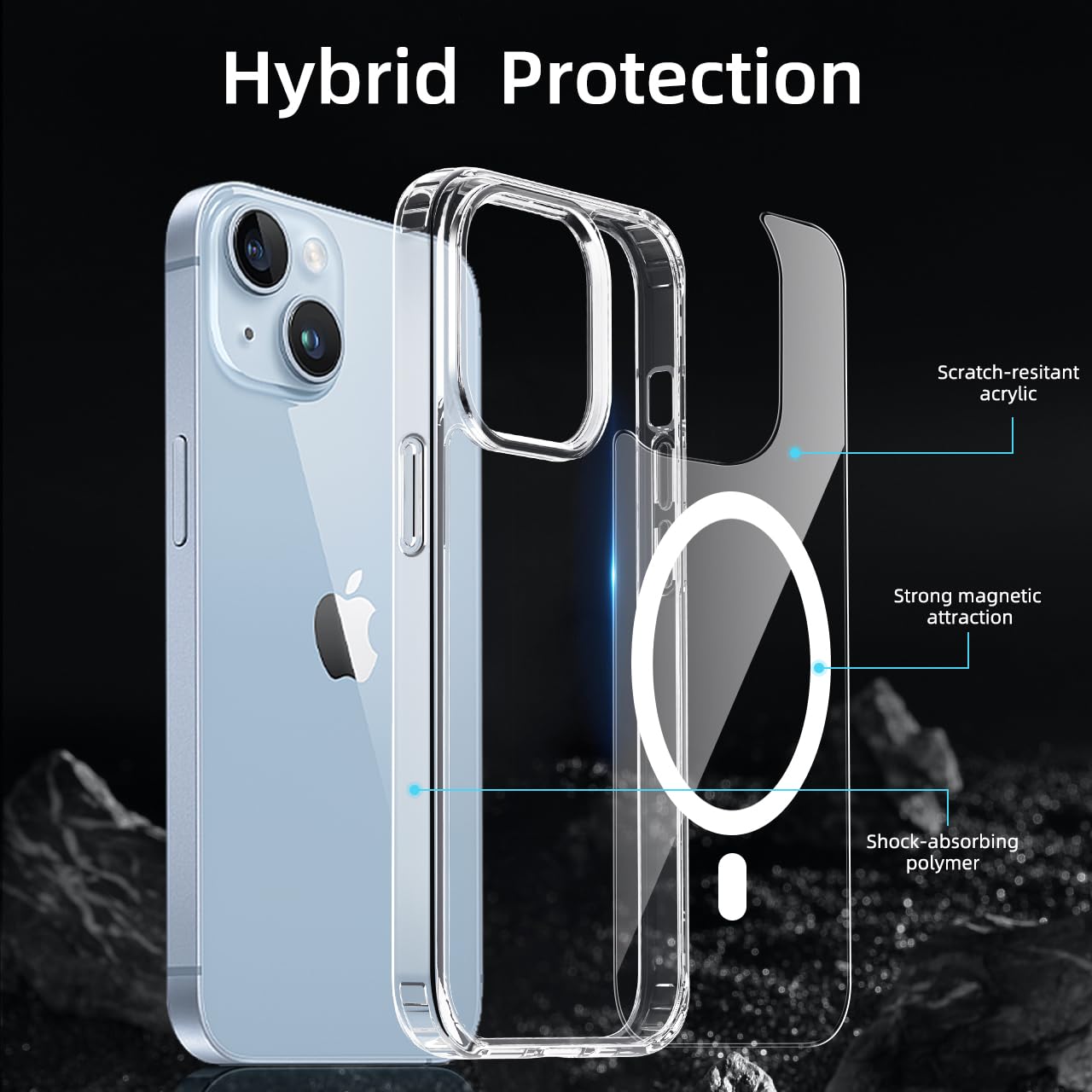 tigratigro Cover Magnetica per iPhone 15, Compatibile con MagSafe Ricarica Wireless, Anti Ingiallimento, Antiurto di Grado Militare, Custodia magnetica, Retro Antigraffio Trasparente