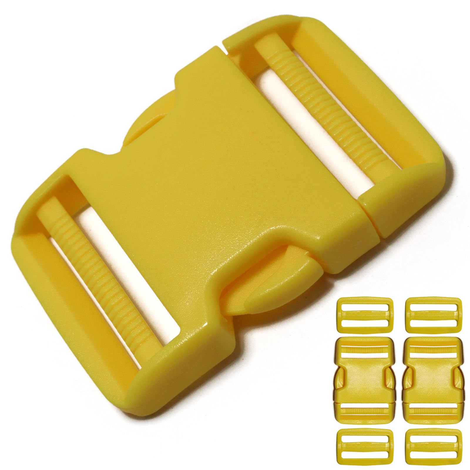 Dual Adjustable Quick Side Release Buckles, No Sewing Heavy Duty Plastic Buckle Replacement for 2" Belt Nylon Strap Webbing