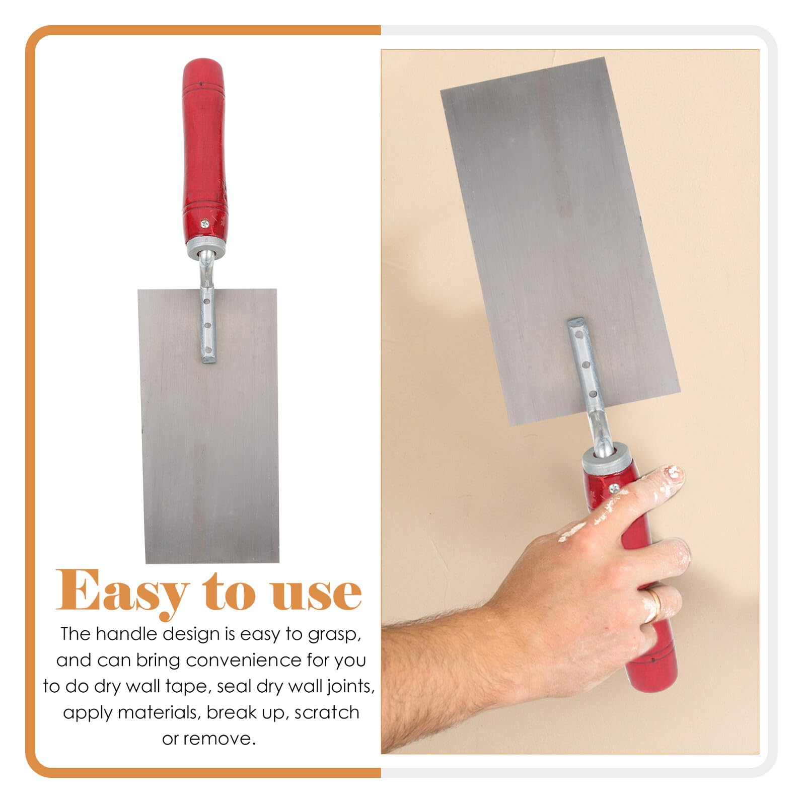 Lot de 3 Truelles de Finition en Acier Inoxydable Manche en Bois, Couteaux à Enduire Pratiques et Efficaces pour Ciment et Béton, Outils pour Maçonnerie
