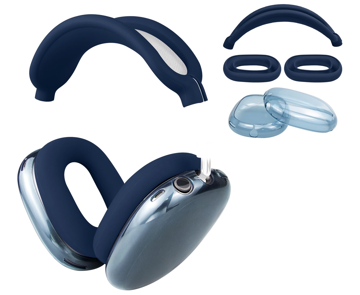 SOULWIT Protective Kit for AirPods Max 2/1 (2026/2024/2020, USB-C/Lightning), Headband Cover + TPU Case Protector + Silicone Ear Pad Covers,