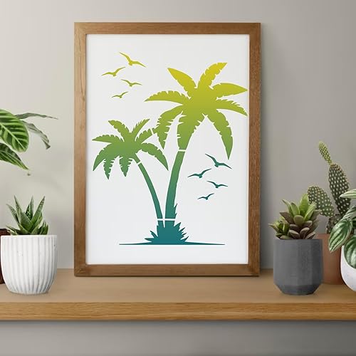 Miniatura 2 de Plantillas de palmeras  Plantillas de playa reutilizables para pintar sobre madera, lienzo, paredes  Proyectos temáticos de verano natural  Tamaños