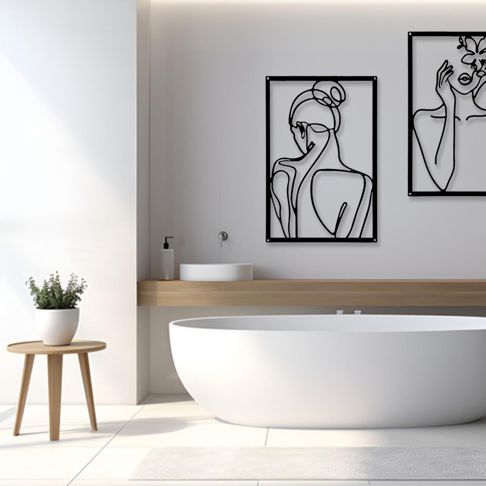 ANTIOCH Corps Féminin Minimaliste Fil Art Décoration Métal Abstrait Forme de Femme Décoration Murale Art Mural Décoration Métal Femme Décoration Murale