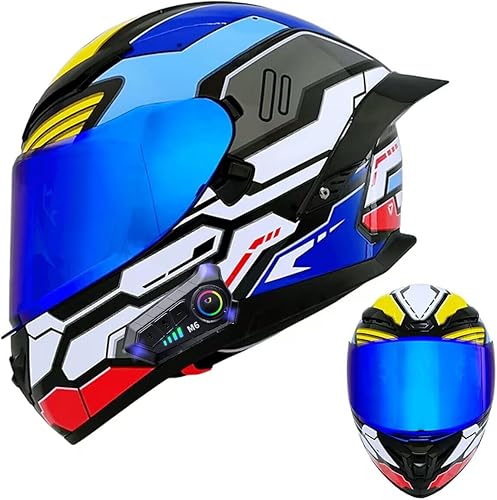 Casco integrado con Bluetooth para motocicleta, casco modular de motocross deportivo de cara completa para las cuatro estaciones, para hombres y