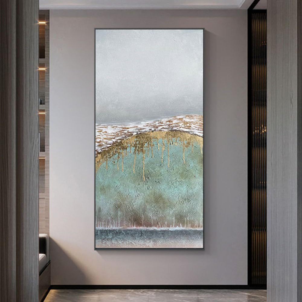 Peinture à l'Huile Texturée sur Toile Grand Format Tableau Abstrait Pont d'Or