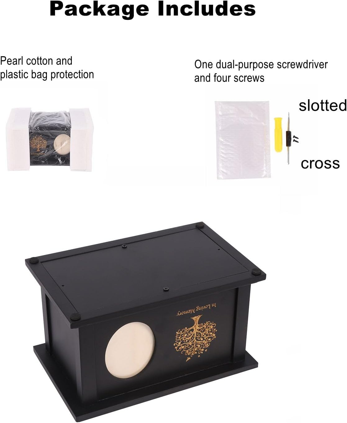 Wooden Urns for Human Ashes - Wood Cremation Urns Adult for Funeral, Burial or Home - Urns for Ashes Men Women - Decorative Urn for Ashes Male Female (Black Tree, with Frame)