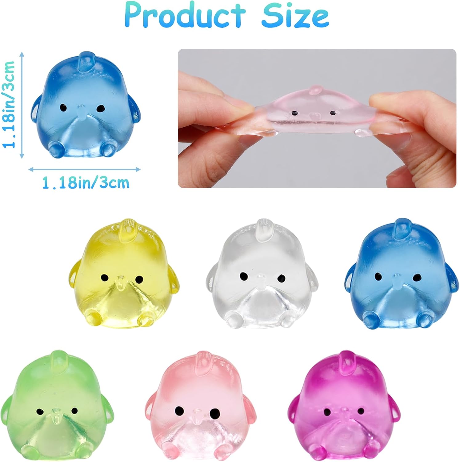 Mini Chick Sensory Fidget Toys, 24 Pack Party Favors Taba Squishies for Kids, Treasure Box Toys for Classroom, Stress Relief Squishy Toys for Adults Kids