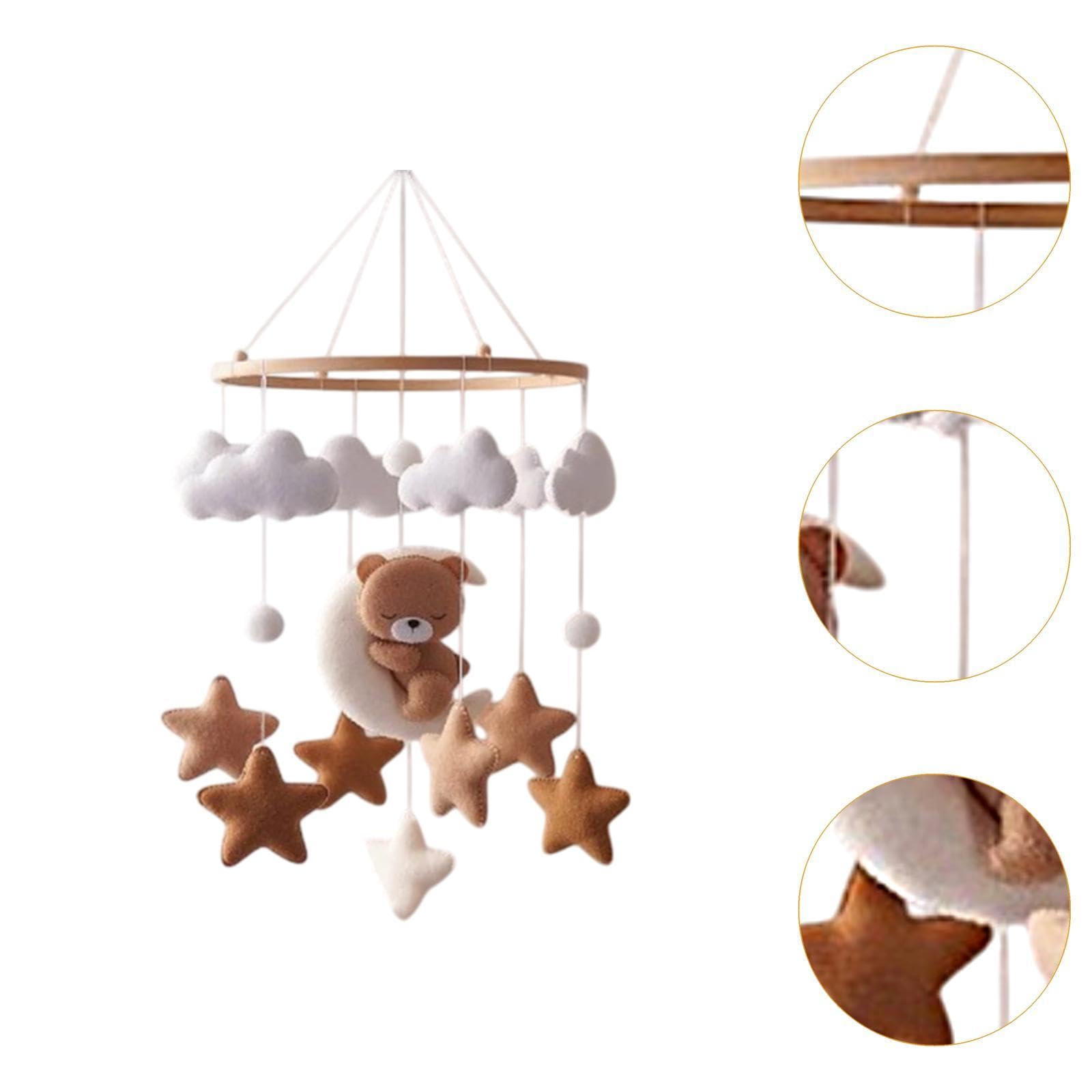 DYNWAVE Baby Mobile,Mobile Bed Bell,Sensory Toy,Hanging Baby Bedroom Decor,Photography Props,Nursery Decoration Felt Ball Pendant Toy, Bear