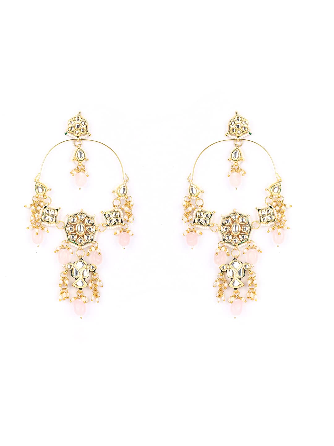 Priyaasi Nazm Pink Stone Earrings for Women | Gold-Plated | Kundan Earrings | Big Drop Design | Studded Flower Earrings for Women | Beaded Earrings | Traditional Earrings for Women (B097XQPSMP) Amazon Price History, Amazon Price Tracker