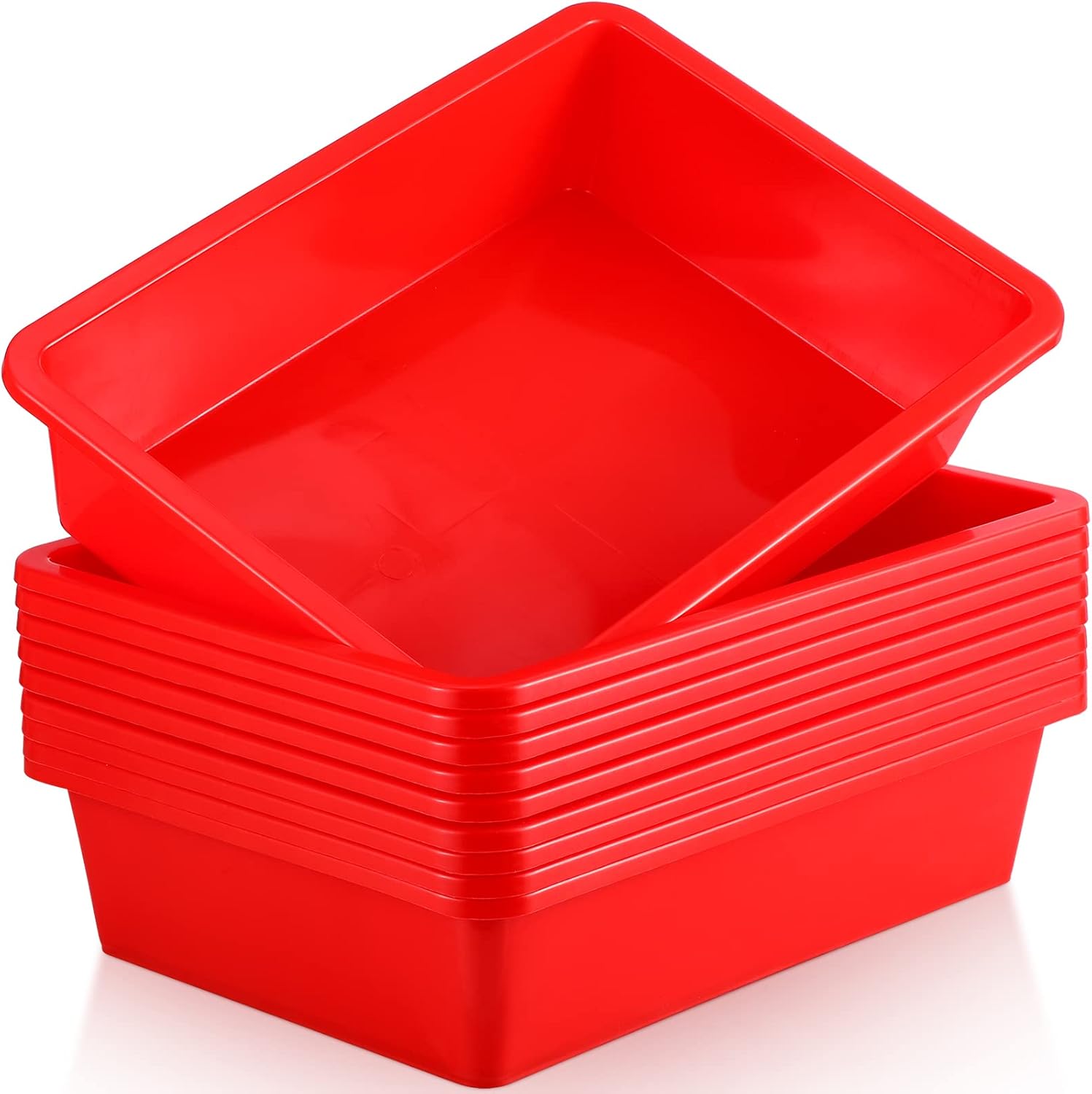 Podzly 6 Plastic Paper Trays Flat Stackable Art And Classroom Supply Organizer For Kids Multi Color Durable Educational Craft Trays Sturdy And Safe