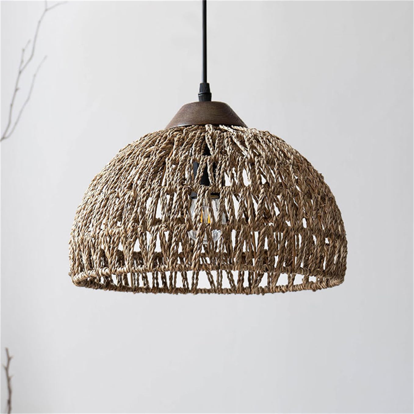 Cssykv Multicolor Hemp Rope Ceiling Pendant Lighting Wabi-Sabi Art Hand-Weaving Lighting 11.8" Industrial Style Rope Weave Lantern Hollow Design For Dining Room Living Room Bedroom Kitchen Foyer