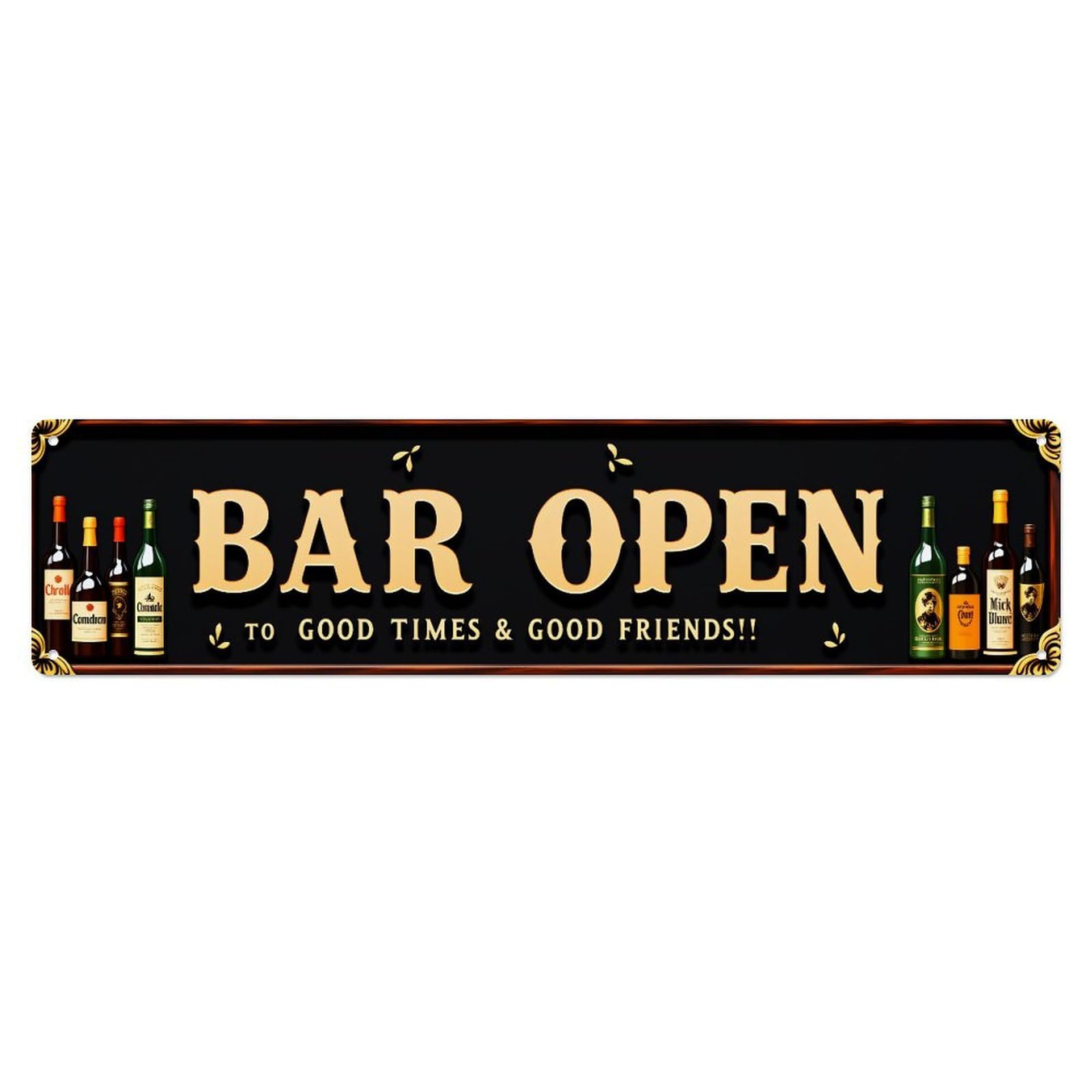 Gentinap Vintage Bar Open To Good Times And Good Friends Tin Sign Metal Sign Home Bar Garden Wall Decor Metal Poster 4X16 Inch