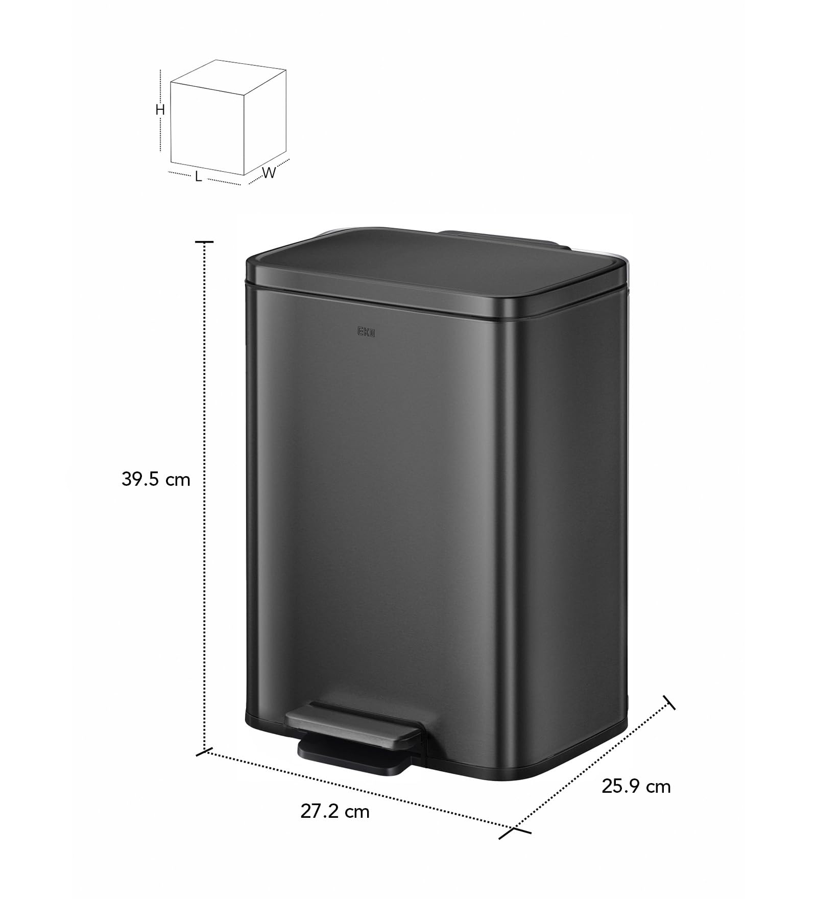Obsessions EKO 12L Step Trash Can - Matte Black -6