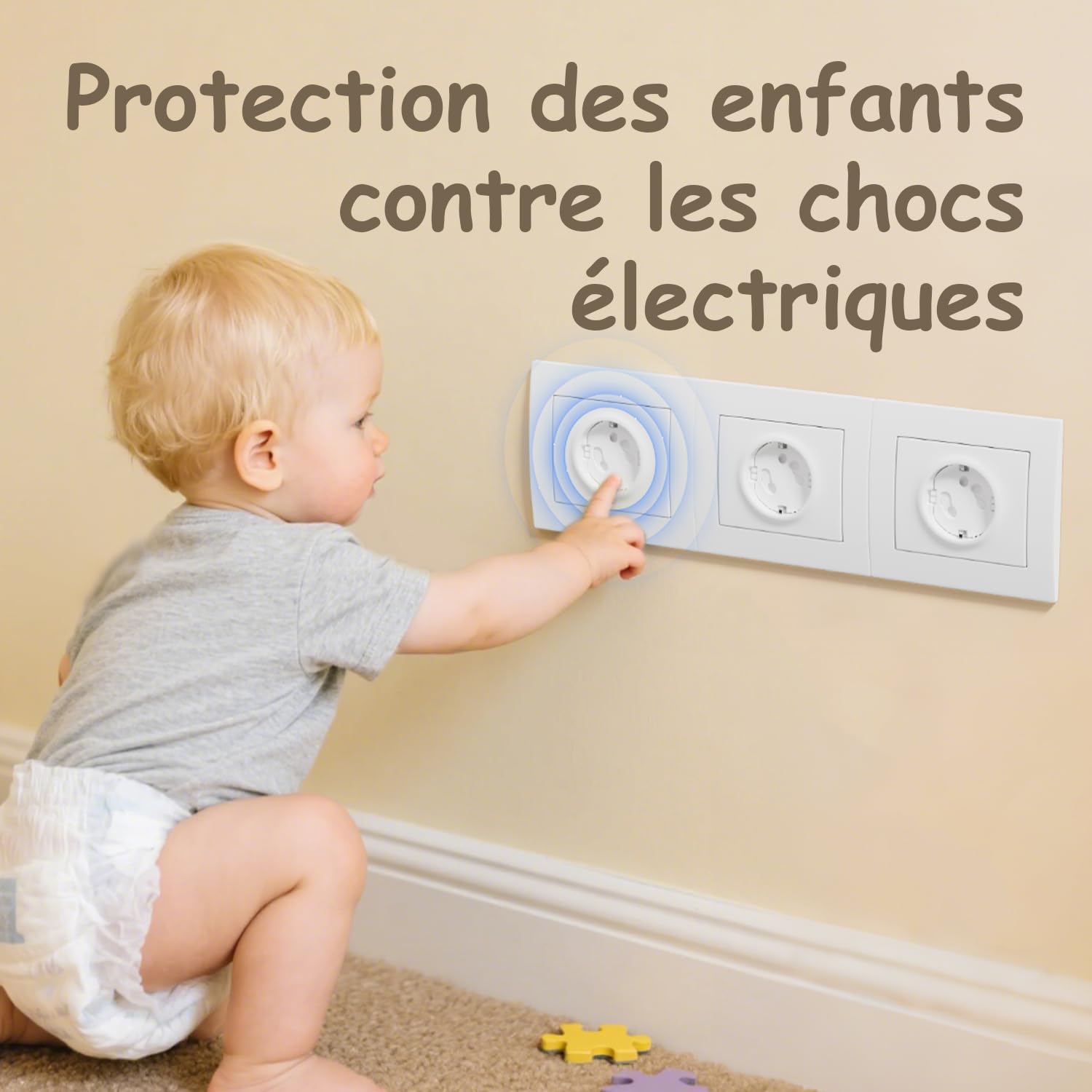 Cache Prises Bébé – Lot de 18 Sécurités Enfant, Cache Prise Électrique Type E/F – avec Adhésif 3M, installation facile sans vis – Protection Bébé et Animaux