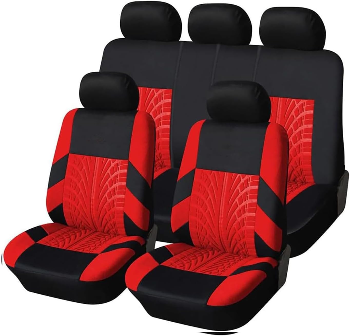 Car Seat Covers for VOLVO V60 2018+, Front & Split Rear Bench for Car, 3D Tyre Embossed Automotive Interior Covers, Airbag Compatible,Red- 5 seats