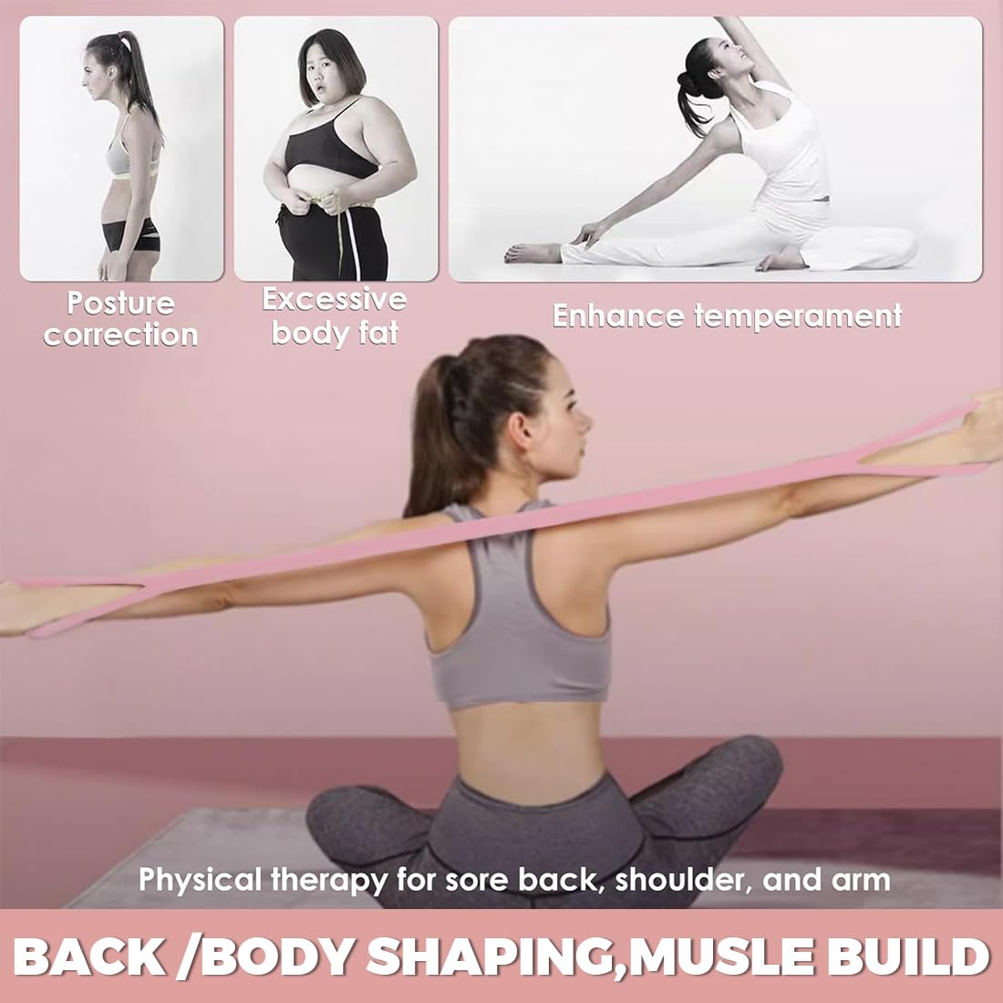 RUKAN Elastici Palestra, 24 lb Fascia Yoga Elastico, Fitness Bande, Yoga Elastico Pilates, Stretching Cinghia Sportiva Altamente Elastica, per camminata metabolica