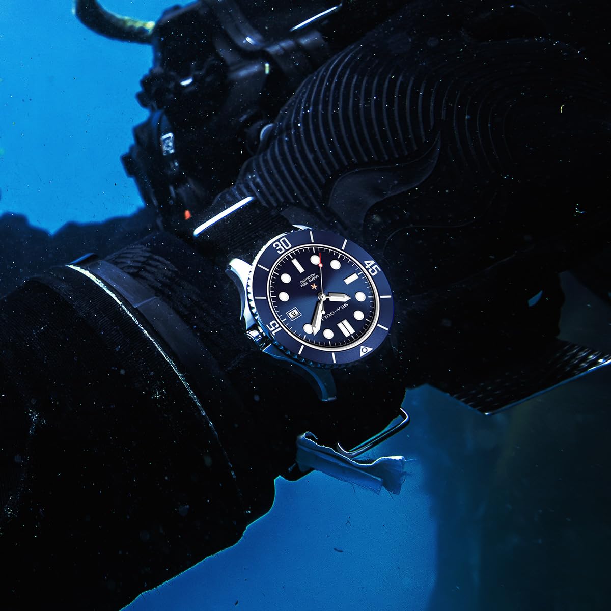 SEA-GULL Automatische mechanische Taucheruhr für Herren, 200 m, wasserdicht, Business-Kleid, leuchtender Kalender, Armbanduhren, 40 mm, Ozean-Serie 6204