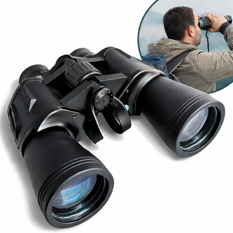 Binóculo profissional 20x50 com alcance de até 10 km, imagem nítida, ajuste de dioptria e corpo emborrachado resistente – Qualidade Premium LNSTORE