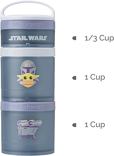 Miniatura 2 de Whiskware Star Wars Contenedores apilables para aperitivos para niños y niños pequeños, 3 tazas apilables para aperitivos para la escuela o viajes,