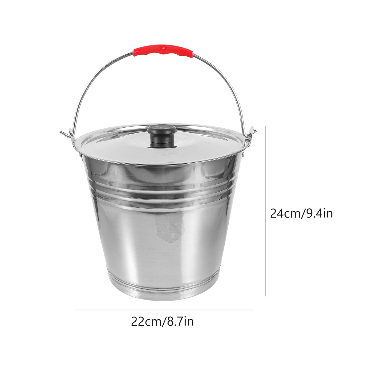 Edelstahl Handmülleimer mit Deckel 7l und Geruchsdichter Kübel Robuster Wassereimer für Küche und Haushalt in Silber
