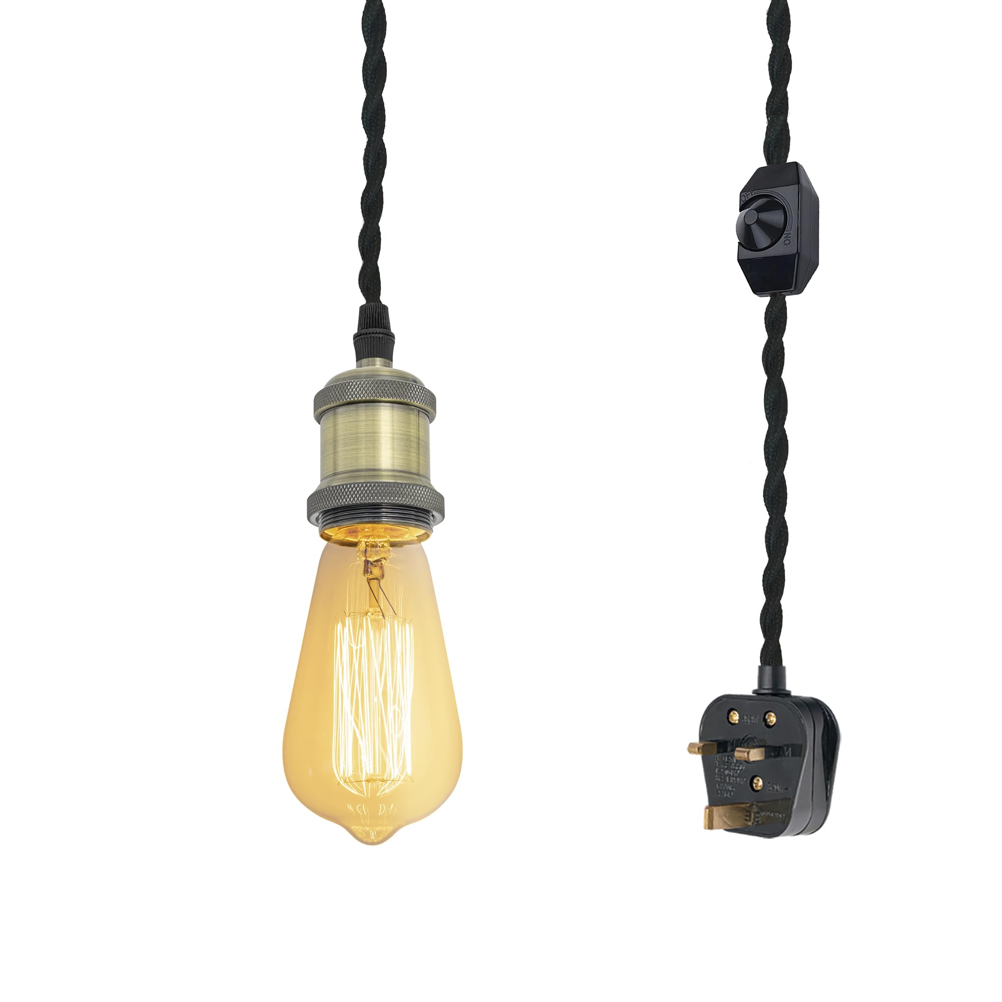 FSLivingPendant Light Ceiling Lighting Fitting,1 Pack Industrial Pendant Light Fitting with 4.5m Cable, Iron Hanging Lamps with E27 Lamp Holder for Kitchen Bedroom, Bronze-TB0117
