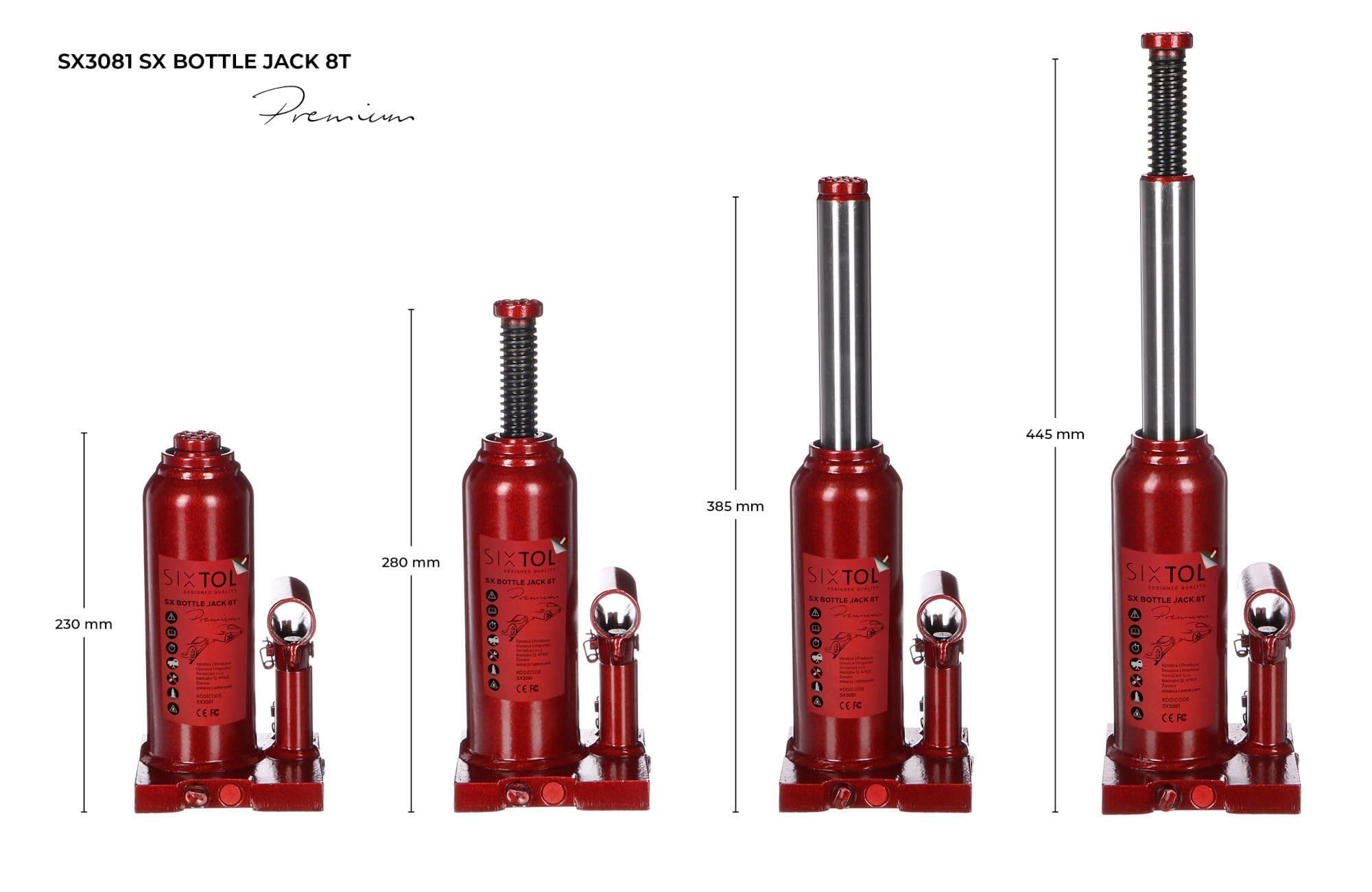 SX Bottle Jack Premium 8T | Cric hydraulique Bouteille | Capacité 8 tonnes | Construction soudée Professionnelle