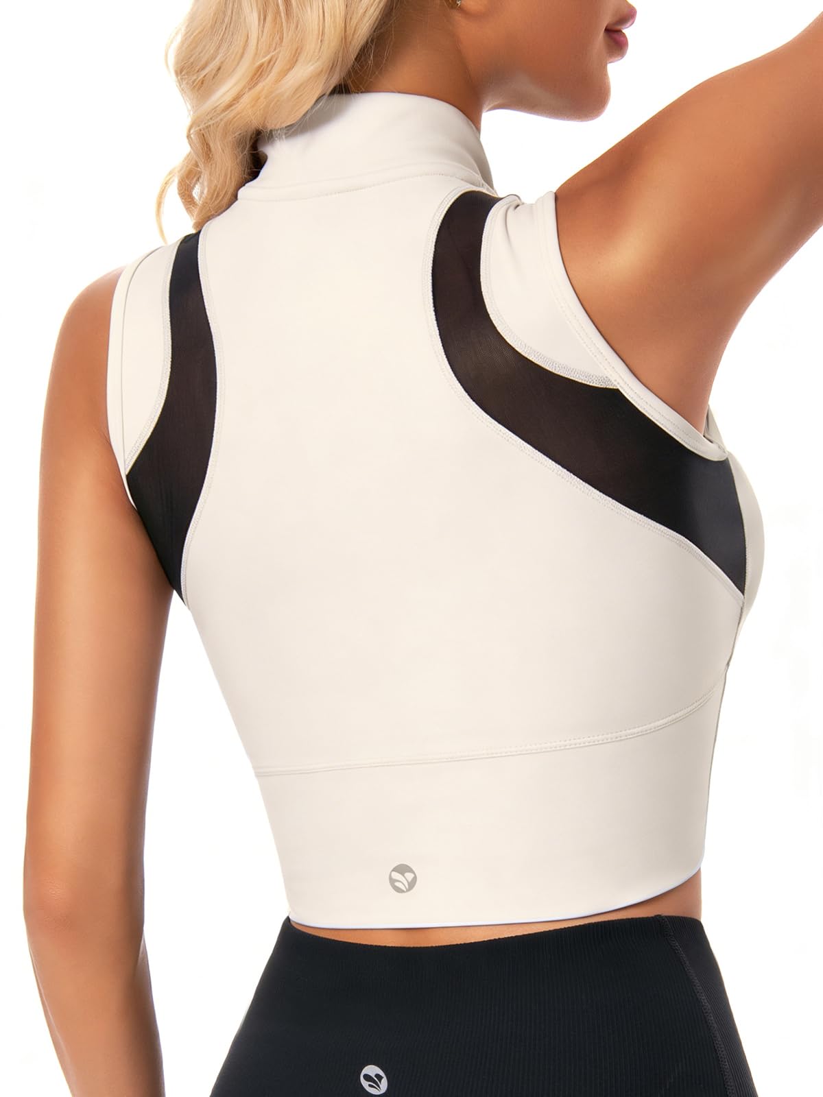 AARYA Workout Tank Tops for Women with Built in Bra Half-Zip Mock Neck Racerback Crop Tops Gym Yoga Tops