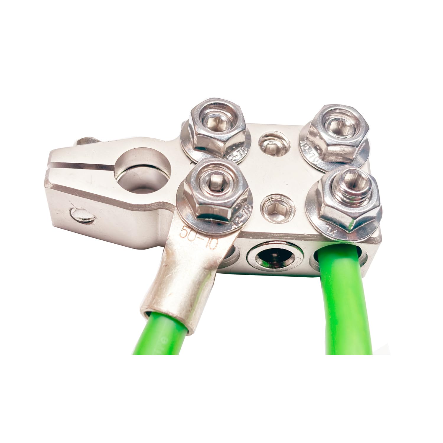 10-Way Battery Terminal Connector 6x2/0 Gauge AWG Lead-Acid Car Audio Battery Terminals Positive and Negative (+/-)(Pair) for SAE/DIN/EN Tapered Top