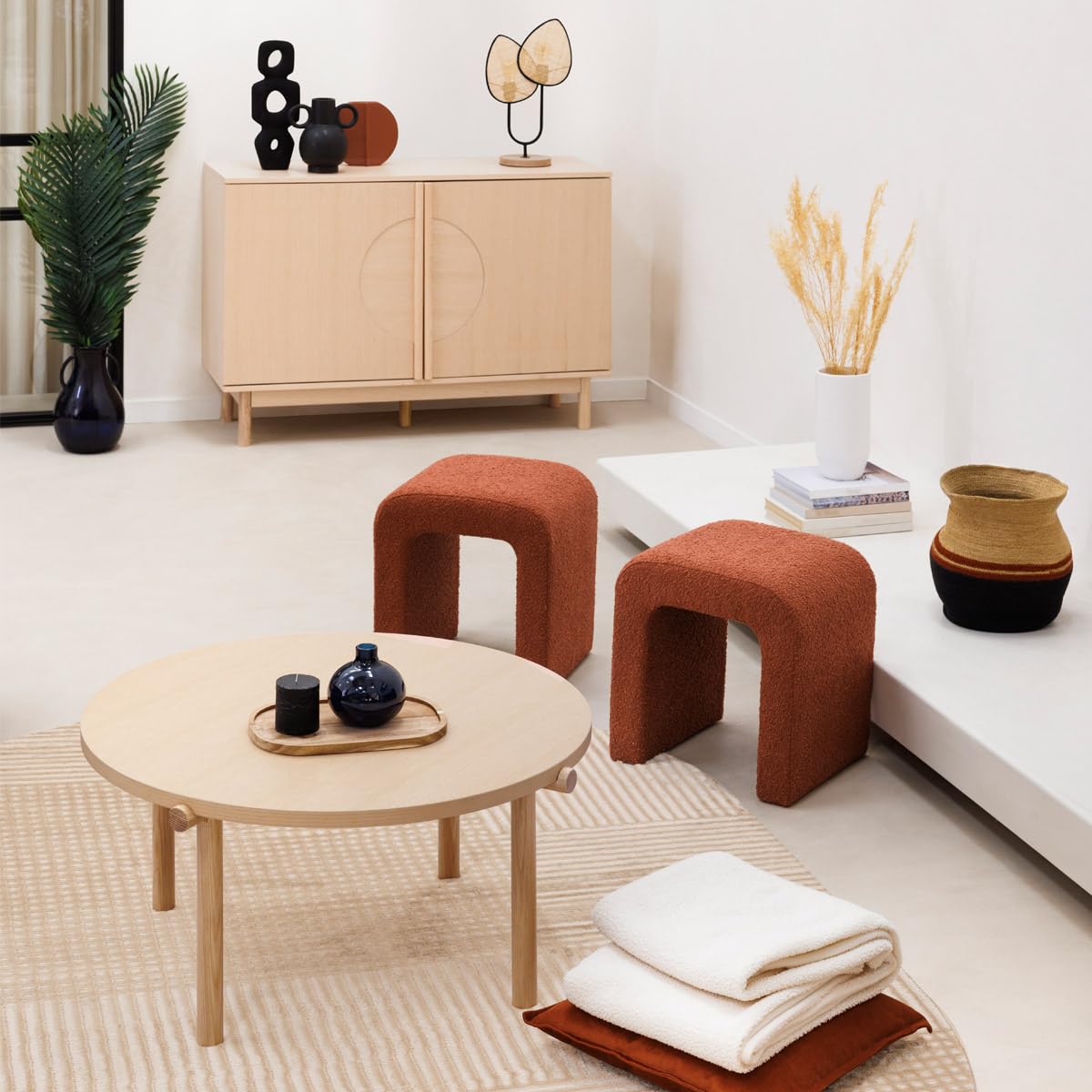 Atmosphera Tabouret Bouclette Sevi Ambre Ambre